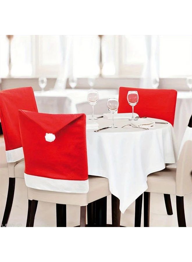 12pcs Christmas Chair Covers Red White Holiday Table Decorations With Elastic Closure Machine Washable Polyester Slipcovers For Dining Room Kitchen Party Festive Stretchable Snug Fit Durable Fabric Easy Clean Seasonal Home Decor Wedding Banquet Event Supplies - Image 5