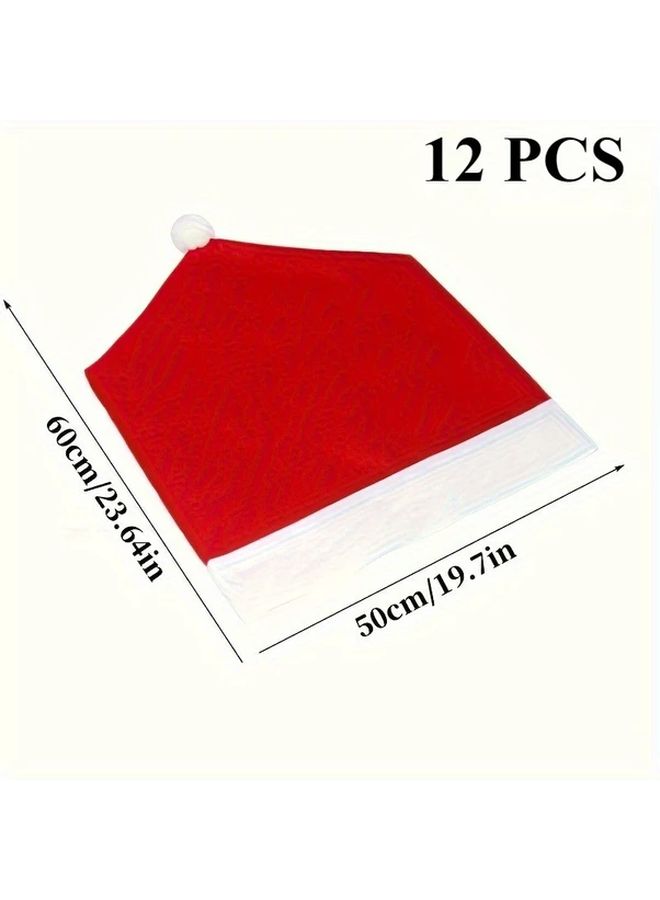 12pcs Christmas Chair Covers Red White Holiday Table Decorations With Elastic Closure Machine Washable Polyester Slipcovers For Dining Room Kitchen Party Festive Stretchable Snug Fit Durable Fabric Easy Clean Seasonal Home Decor Wedding Banquet Event Supplies - Image 4