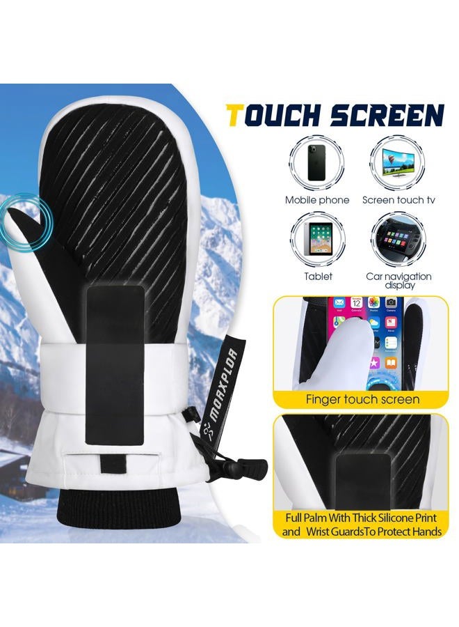 MORXPLOR Ski Mittens with Wrist Guards Low Profile,Double-Side Wrist Protection Pair Snowboarding Mitten - Image 4