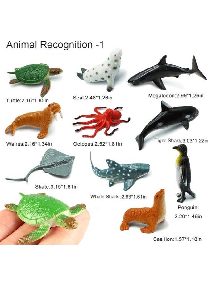 24 قطعة من مجسمات حيوانات المحيط البحري - مجموعة العاب بلاستيكية واقعية لحفلات حمام السباحة مع سلحفاة واخطبوط وسمك قرش - هدايا عيد ميلاد تعليمية للاطفال - Image 2