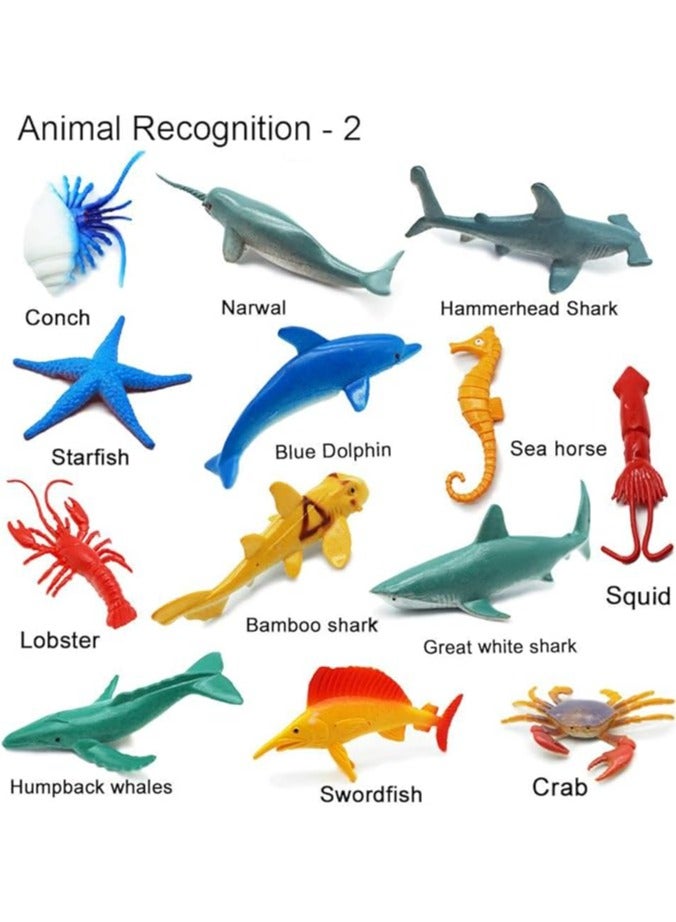 24 قطعة من مجسمات حيوانات المحيط البحري - مجموعة العاب بلاستيكية واقعية لحفلات حمام السباحة مع سلحفاة واخطبوط وسمك قرش - هدايا عيد ميلاد تعليمية للاطفال - Image 3