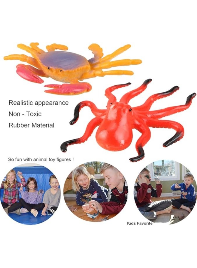 24 قطعة من مجسمات حيوانات المحيط البحري - مجموعة العاب بلاستيكية واقعية لحفلات حمام السباحة مع سلحفاة واخطبوط وسمك قرش - هدايا عيد ميلاد تعليمية للاطفال - Image 4