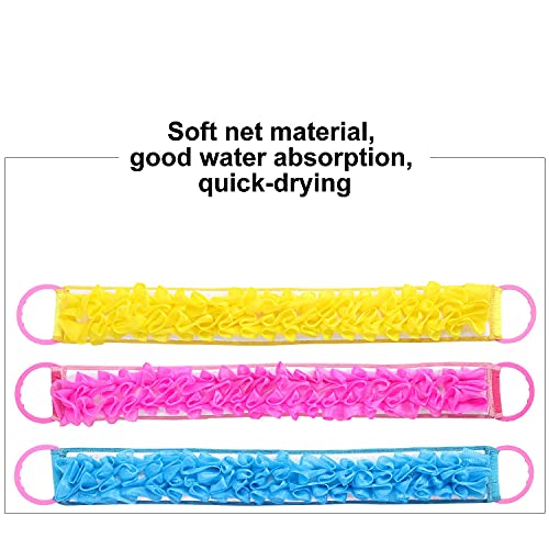 Angla 3 PACK Double-Sided Lace Cloth Back Loofah Scrubber Bath Scrub Shower Sponge Long Exfoliating Back Scrubber Scratcher Strap With Handle, Cream Skin Wash Cleaner Applicator - Image 5