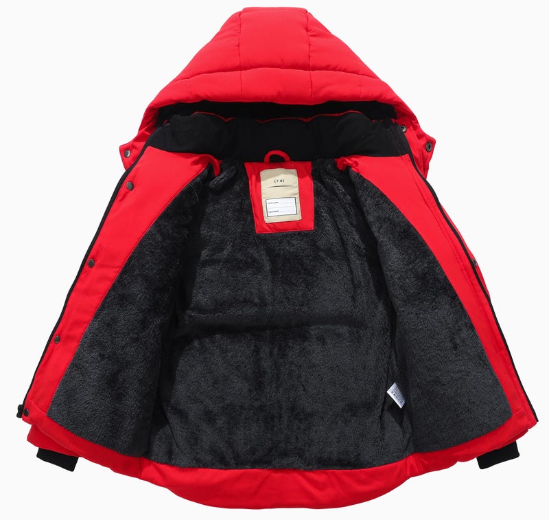 BYLESIN Kids Boy's Winter Waterproof Puffy Cotton Jacket Fleece Lined Lightweight Down Coat Thick Hooded Outdoor Coat - Image 3