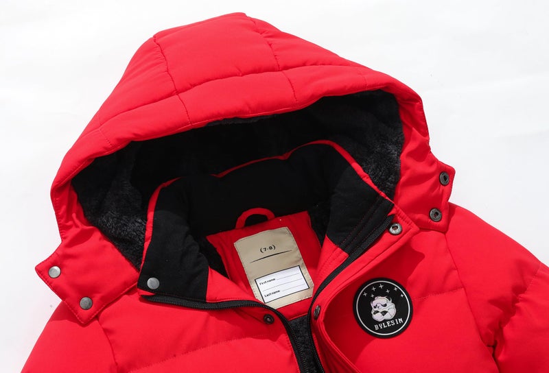 BYLESIN Kids Boy's Winter Waterproof Puffy Cotton Jacket Fleece Lined Lightweight Down Coat Thick Hooded Outdoor Coat - Image 4
