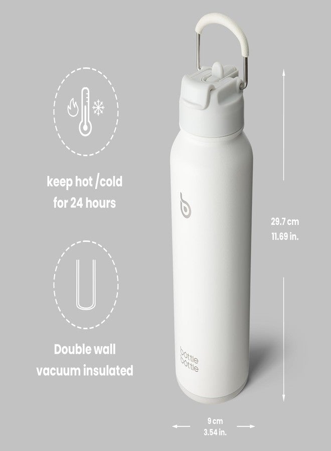 BOTTLE BOTTLE 40 oz sports water bottle stainless steel insulated water bottle with straw and pills holder (white) - Image 5