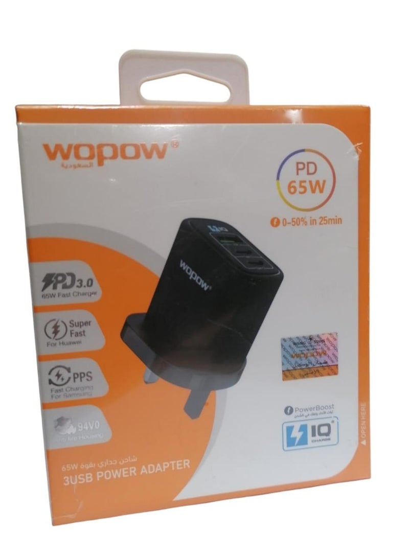 وبو شاحن جداري بثلاث فتحات بقوة 65 وات - Image 2