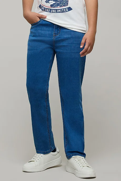 R&B Faded Jeans with Button Closure