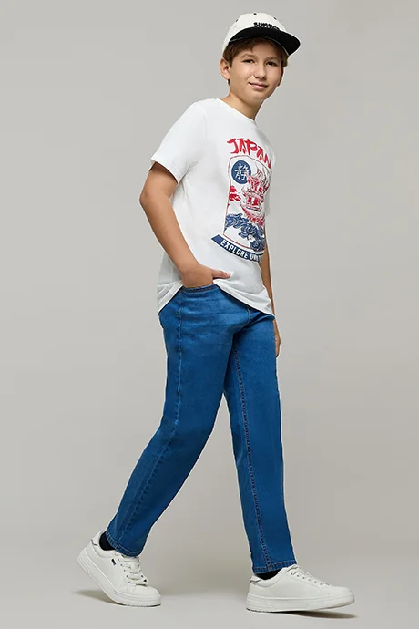 R&B Faded Jeans with Button Closure