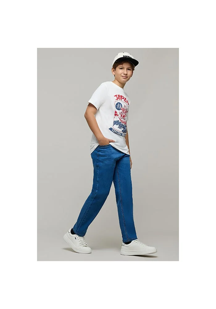 R&b Faded Jeans with Button Closure