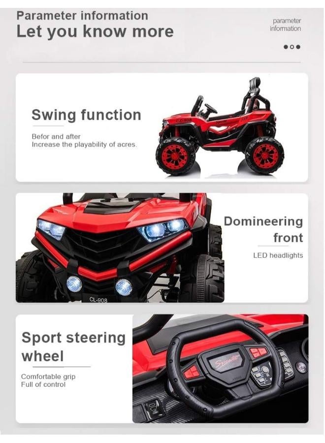 Rugged All-Terrain Ride-On Vehicle Toy, 12V Battery Powered Sport Truck with Lights, Sounds, MP3 Player and Remote Control - for Boys and Girls (Red-White) - Image 2