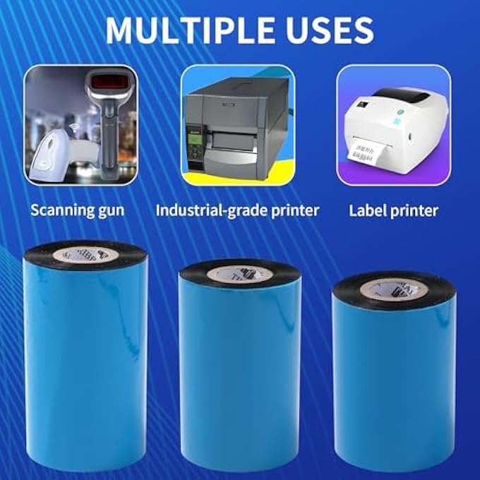 10 ROLLS 3.15'' X 984.25' PREMIUM RESIN ENHANCED WAX RIBBON,80MM X 300M BLACK THERMAL TRANSFER RIBBON, BARCODE THERMAL LABEL PRINTER RIBBON, CSO-INK OUTSIDE, 1'' CORE FOR ZEBRA, TSC, GODEX, CITIZEN - Image 3