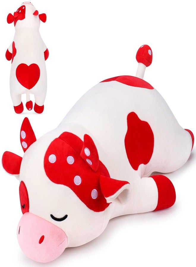 Auspicious beginning 30'' Giant Mushroom Cow Plush Stuffed Animal-Cute Mushroom Cow Plush Body Pillow Plushies, Large Sleeping Cow Stuffed Animal Big Plushie Toy, Birthday Gifts for Kids Girls Boys - Image 1