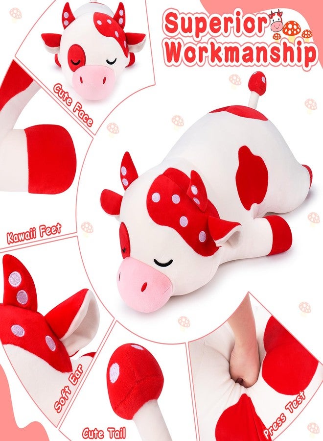 Auspicious beginning 30'' Giant Mushroom Cow Plush Stuffed Animal-Cute Mushroom Cow Plush Body Pillow Plushies, Large Sleeping Cow Stuffed Animal Big Plushie Toy, Birthday Gifts for Kids Girls Boys - Image 3