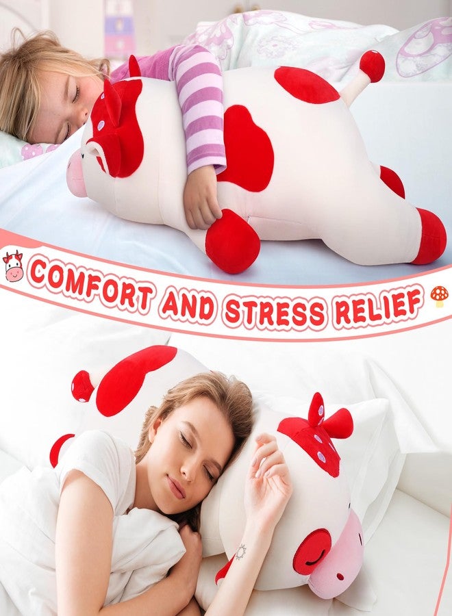 Auspicious beginning 30'' Giant Mushroom Cow Plush Stuffed Animal-Cute Mushroom Cow Plush Body Pillow Plushies, Large Sleeping Cow Stuffed Animal Big Plushie Toy, Birthday Gifts for Kids Girls Boys - Image 4