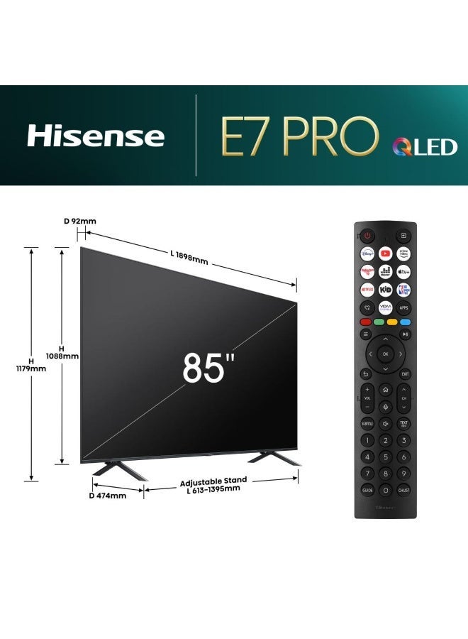 Hisense 85 Inch Smart TV, QLED, 4K Ultra HD, Dolby Atmos, VIDAA Smart OS, 144HZ, Game Mode, AI Picture 85Q72Q Black - Image 2