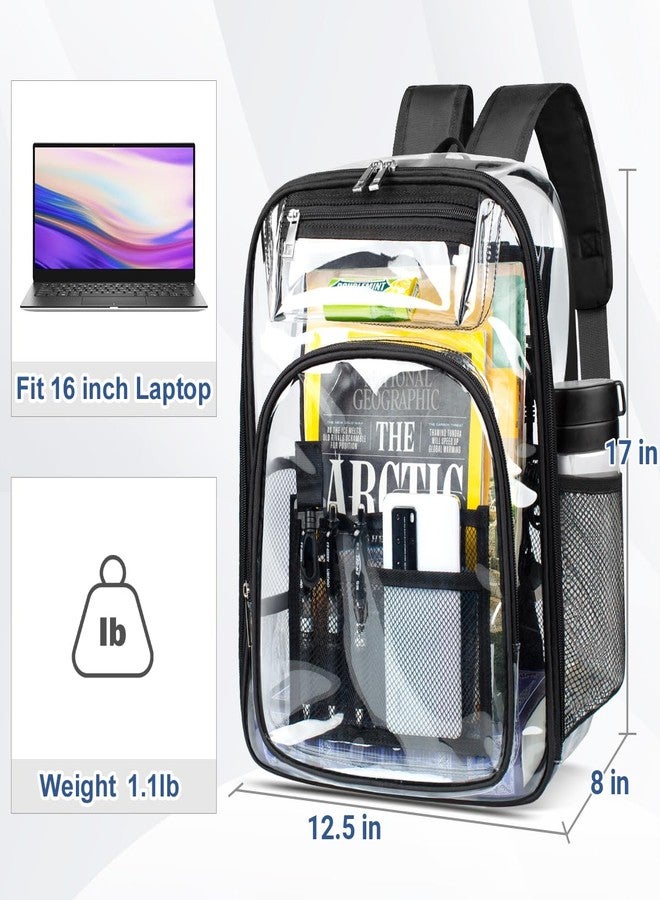 HK Clear Backpack Transparent Backpacks with USB Charging Port for 15.6'' Laptop Large Heavy Duty PVC School Bookbag Stadium Approved See Through Backpack for Women Men Kids Travel Work Security College - Image 5