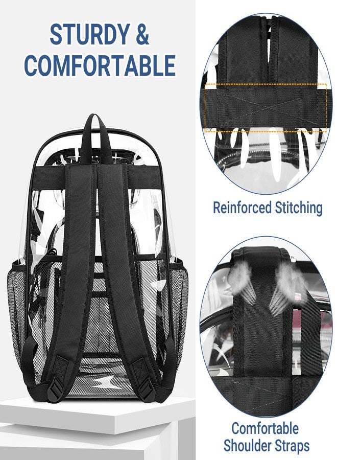 HK Clear Backpack Transparent Backpacks with USB Charging Port for 15.6'' Laptop Large Heavy Duty PVC School Bookbag Stadium Approved See Through Backpack for Women Men Kids Travel Work Security College - Image 4