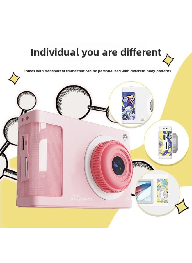Generic Student Camera Retro CCD Card Machine Entry-level SLR Camera 4K High Pixel Dual Camera Fill Light-Body Color:Y2 Retro CCD Card Camera-pink-no Memory Card  - Image 2
