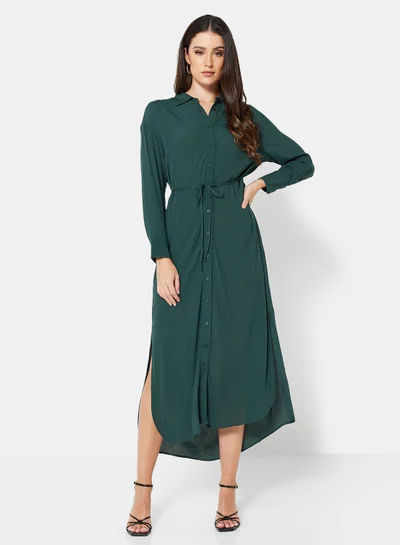 مانجو Sonia Belted Midi Shirt Dress
