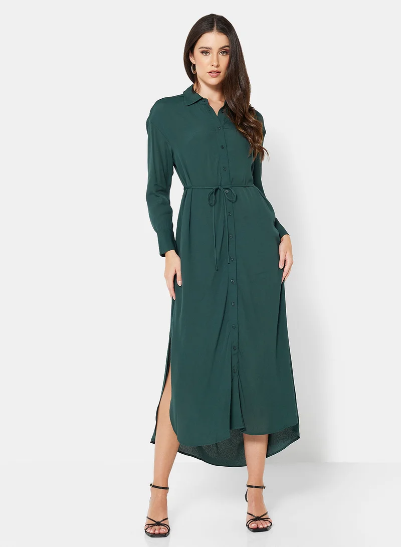 مانجو Sonia Belted Midi Shirt Dress