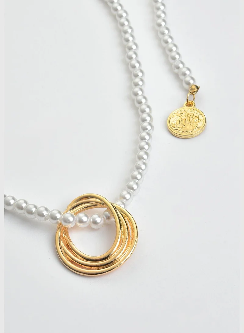 SOHI Gold Plated Pearl Beaded Necklace