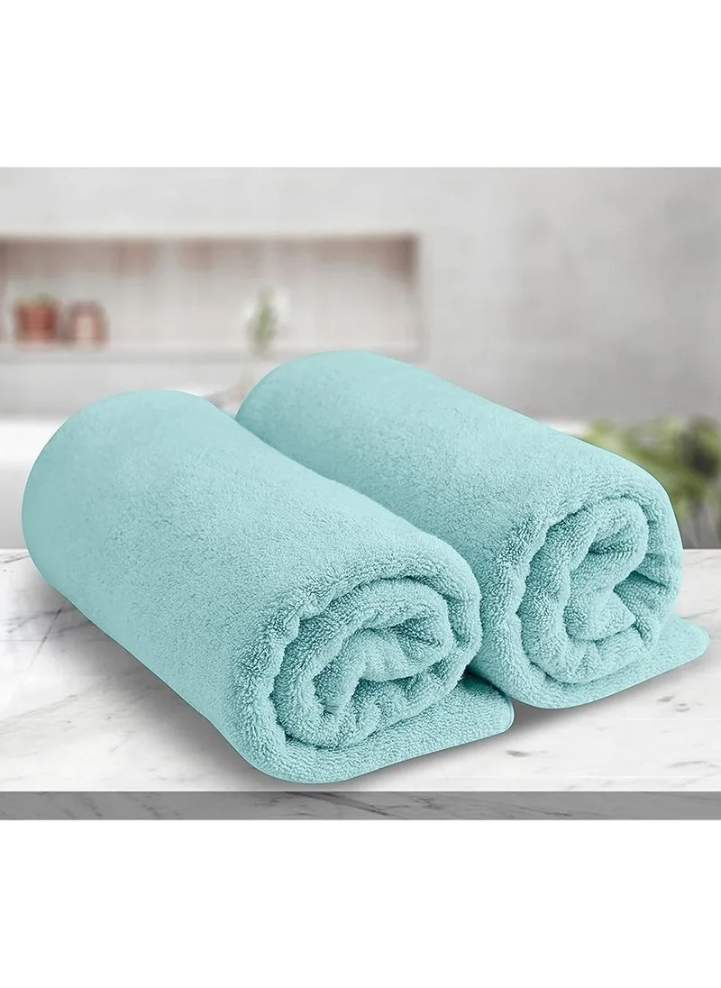 1Chase Oversized Bath Sheets, Soft Absorbent Large Towels Set Of 2  600GSM 76.2x152.4 CM Light Blue