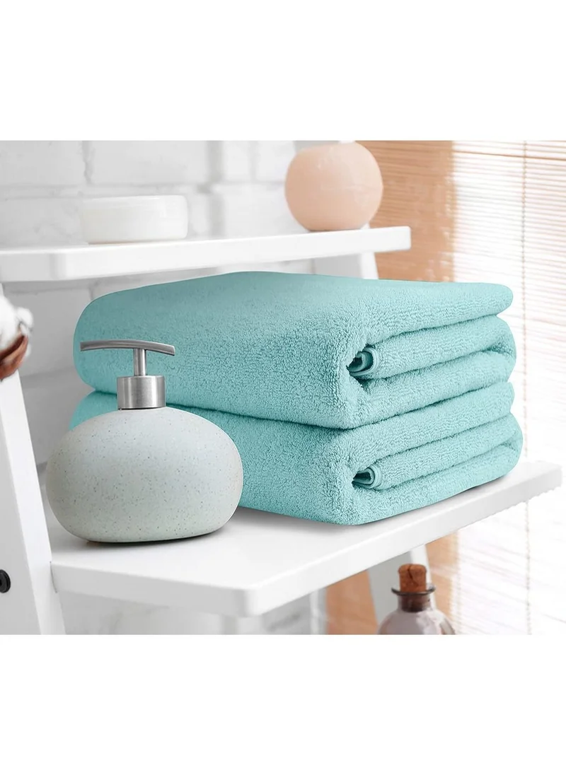 1Chase Oversized Bath Sheets, Soft Absorbent Large Towels Set Of 2  600GSM 76.2x152.4 CM Light Blue