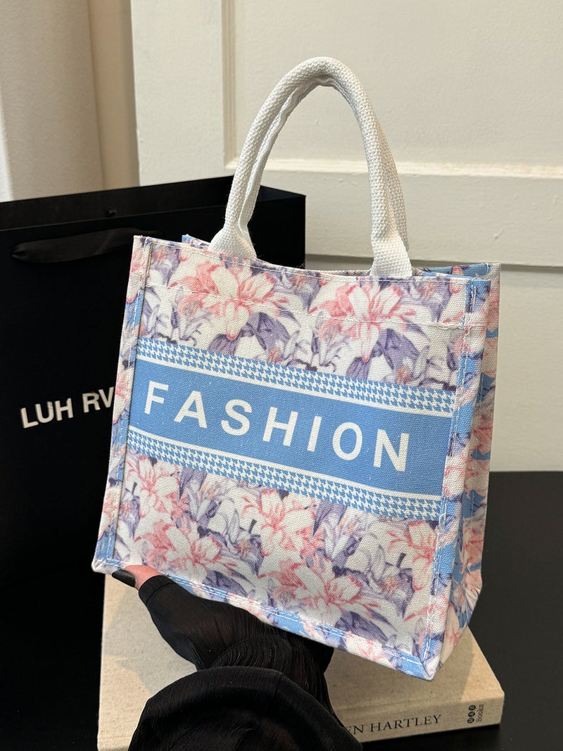 Vintage Handbag Fashion Trendy Canvas Bag Casual Letter Print Artistic Style Large Capacity Tote Bag - Image 2