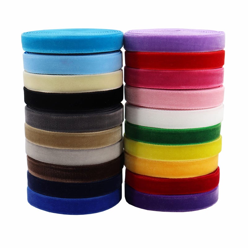 BAORJCT 20 Colors 40 Yards 38 inch Assortment Velvet Ribbon Single Face Chocker Ribbon for Package Wrapping Hair Bow Clips Making Sewing Baby Headbands Wedding Decorations