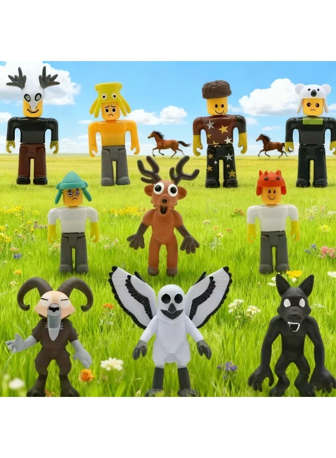١٠ قطع من مجسمات شخصيات لعبة "٩٩ ليلة في الغابة"، مجسمات غزال وبومة وكبش وحوش بحجم ٣ بوصات، لمحبي الألعاب، للأطفال، وهواة الجمع، وديكور المنزل - Image 1