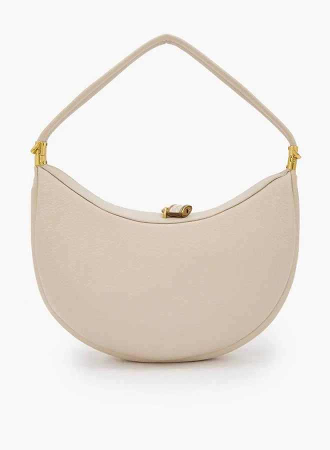 Celeste BEIGE Textured Shoulder Bag With Flap Closure for Women | Best Price UAE