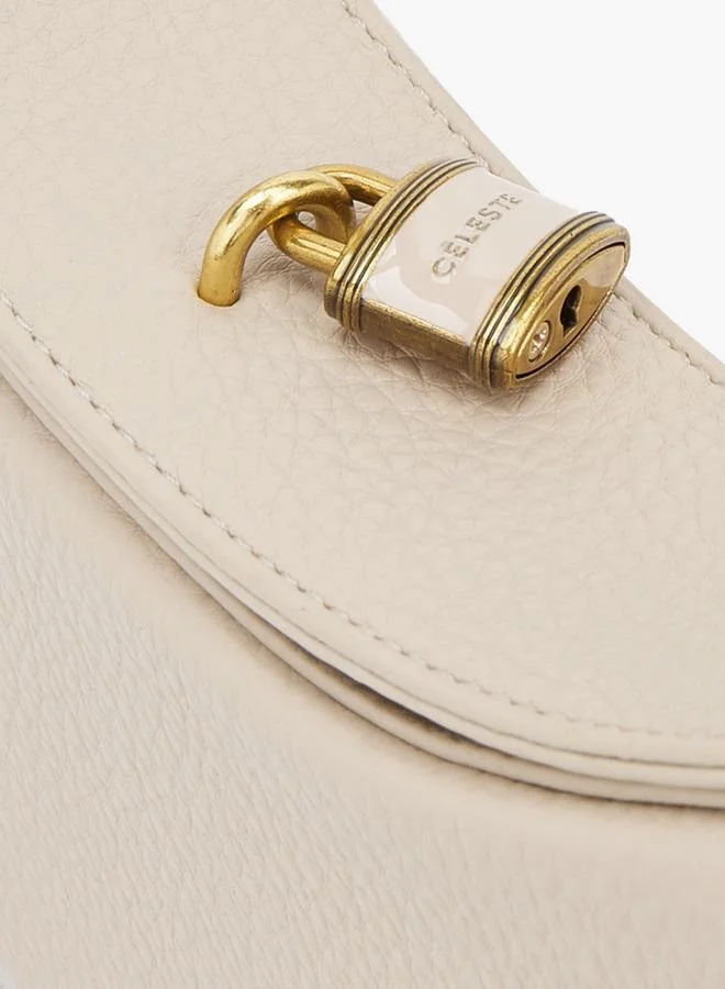 Celeste BEIGE Textured Shoulder Bag With Flap Closure for Women | Best Price UAE