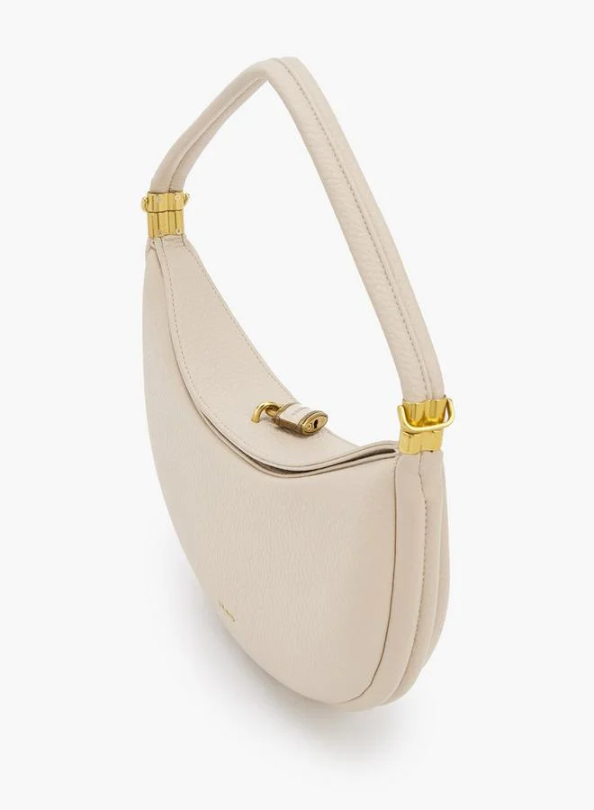 Celeste BEIGE Textured Shoulder Bag With Flap Closure for Women | Best Price UAE