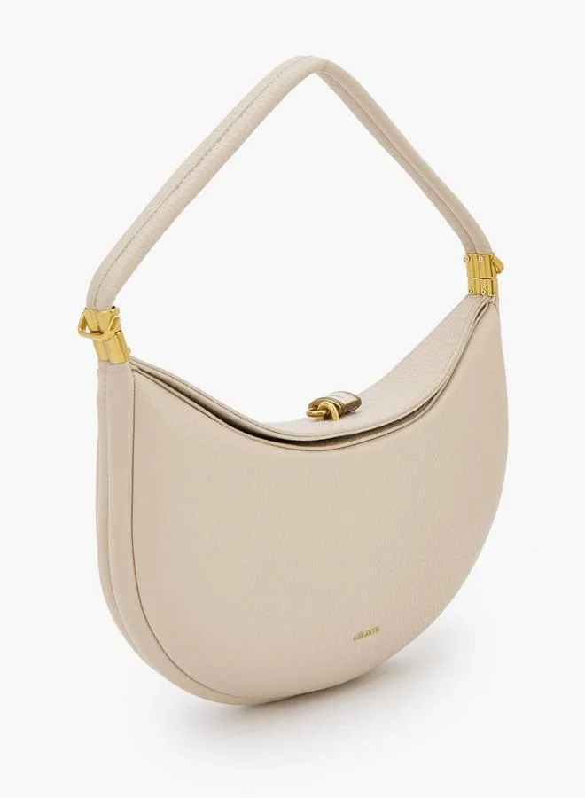 Celeste BEIGE Textured Shoulder Bag With Flap Closure for Women | Best Price UAE