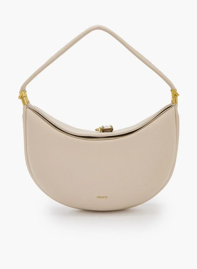 Textured Shoulder Bag With Flap Closure