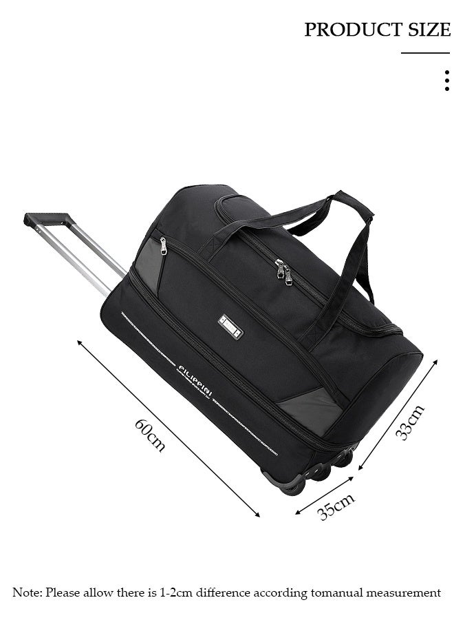 DUNISO Rolling Duffle Bag, Rolling Garment Bags for Travel,Carry-On Bag Large Capacity Travel Handbag with Adjustable Pull Rod,Expandable Waterproof Weekend Luggage Bag for Unisex,Suits for School, Work, Business Trips - Image 3