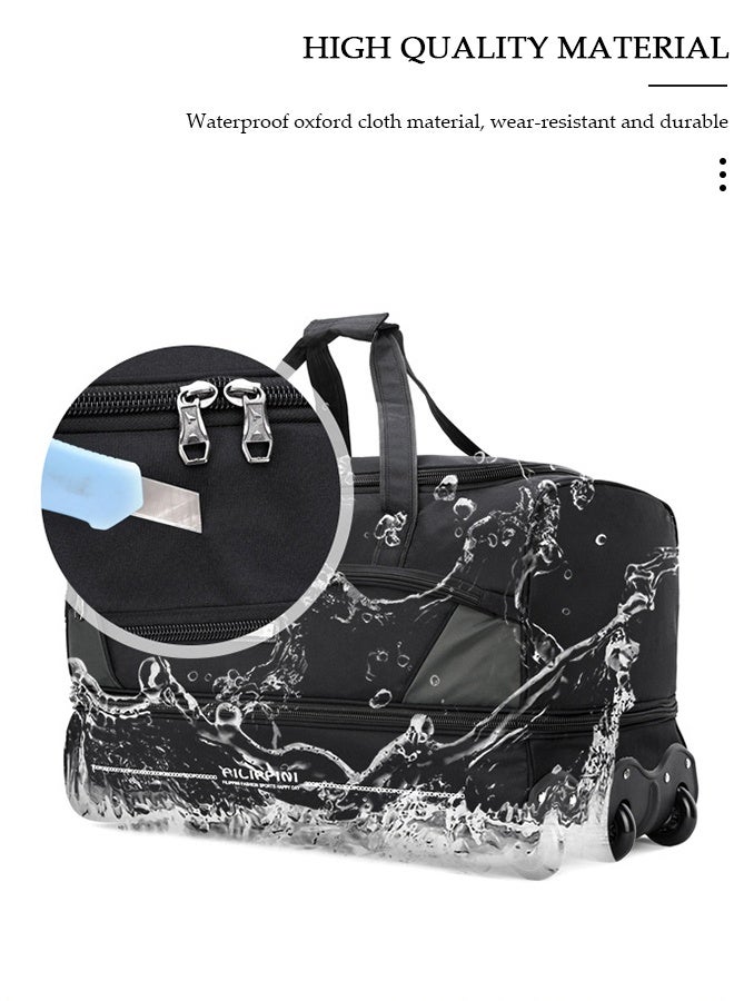 DUNISO Rolling Duffle Bag, Rolling Garment Bags for Travel,Carry-On Bag Large Capacity Travel Handbag with Adjustable Pull Rod,Expandable Waterproof Weekend Luggage Bag for Unisex,Suits for School, Work, Business Trips - Image 2