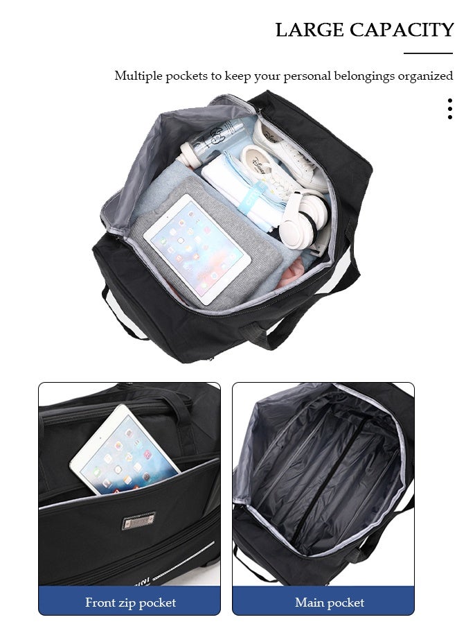 DUNISO Rolling Duffle Bag, Rolling Garment Bags for Travel,Carry-On Bag Large Capacity Travel Handbag with Adjustable Pull Rod,Expandable Waterproof Weekend Luggage Bag for Unisex,Suits for School, Work, Business Trips - Image 4