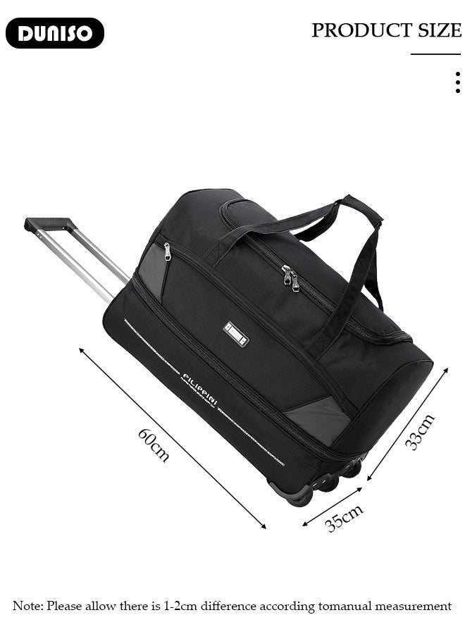 DUNISO Rolling Duffle Bag, Rolling Garment Bags for Travel,Carry-On Bag Large Capacity Travel Handbag with Adjustable Pull Rod,Expandable Waterproof Weekend Luggage Bag for Unisex,Suits for School, Work, Business Trips - Image 4