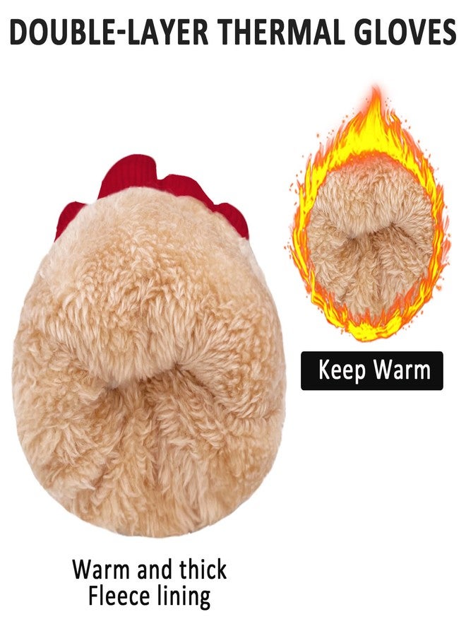 HOPSOOKEN Winter Wool Gloves for Women Men Warm Touch Screen Fleece Lined Elastic Knit Snow Gloves for Cold Weather, Red, One size - Image 5