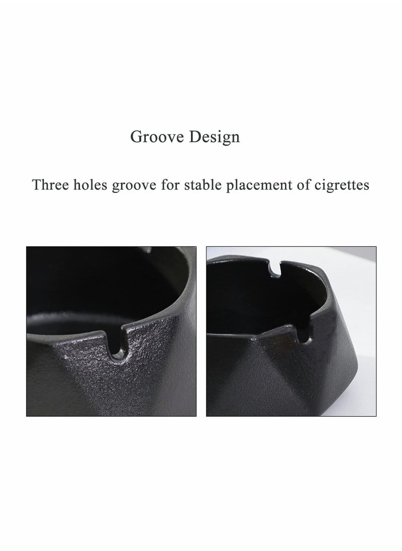 Ceramic Ashtray, Ash Tray with Lid, Great Outdoor Patio and Home Ashtrays, Windproof Design and Hexagon Shaped - Image 3