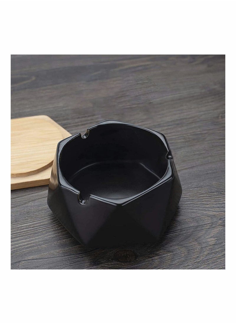 Ceramic Ashtray, Ash Tray with Lid, Great Outdoor Patio and Home Ashtrays, Windproof Design and Hexagon Shaped - Image 4