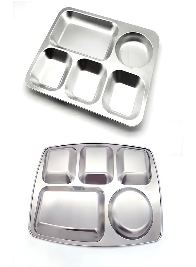ICSTM Stainless Steel Divided Plates,2 Pack Stainless Steel Rectangular Divided Plates Tray, 5 Sections Dinner Plates for Adults,Picky Eaters, Campers, and Portion Control (2, 12") - Image 4