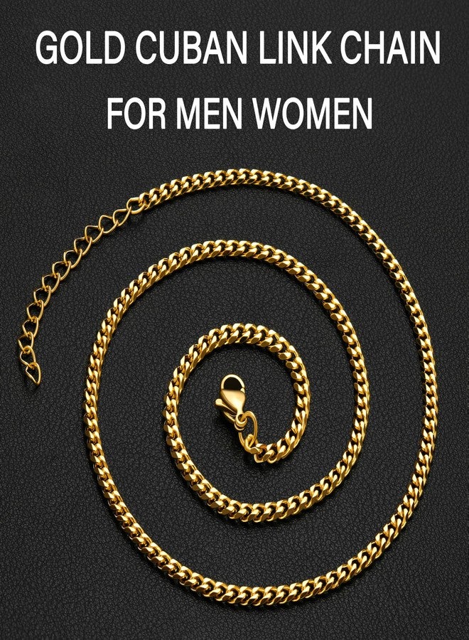 قلادة سلسلة كوبية من WomenGifts للنساء، مطلية بالذهب عيار 14 قيراطًا، مصنوعة من الفولاذ المقاوم للصدأ، مقاومة للصدأ والماء، متوفرة بأحجام مختلفة (عرض 3.5-11 مم، طول 14-18 بوصة)، مجوهرات متينة متعددة الطبقات، هدية مثالية لها - Image 5