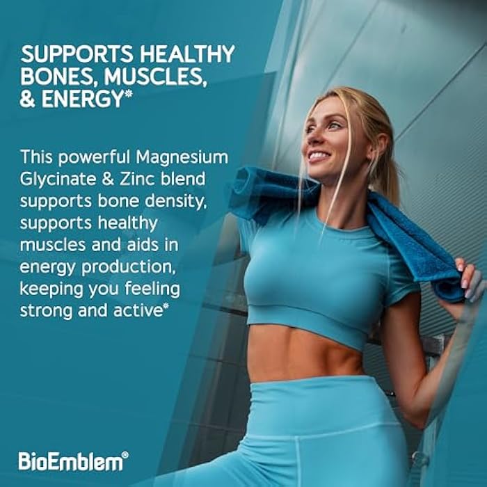 BioEmblem Magnesium Glycinate with Zinc - 300mg Chelated Magnesium Supplement - High Absorption Vegan Non-GMO 2-in-1 Complex - Immune Support, Muscles, Nerves - 90 Capsules - Image 4