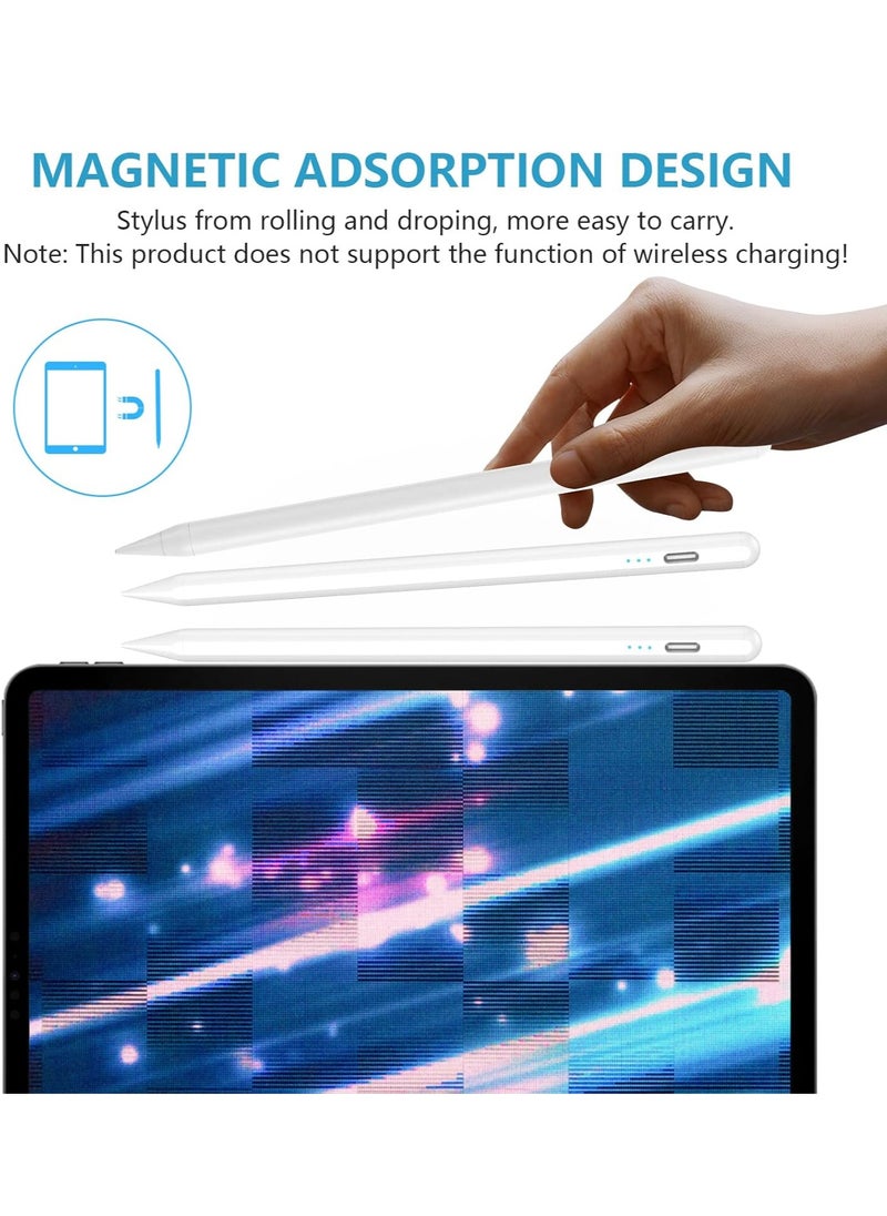 Stylus Pen for iPad 2018-2023, Compatible with Apple 9/8/7/6, Mini 6/5, Air 4/3, Pro 11/12.9 inch, Beautiful 4 Replacement Tips, Comfortable Grip, White  - Image 4
