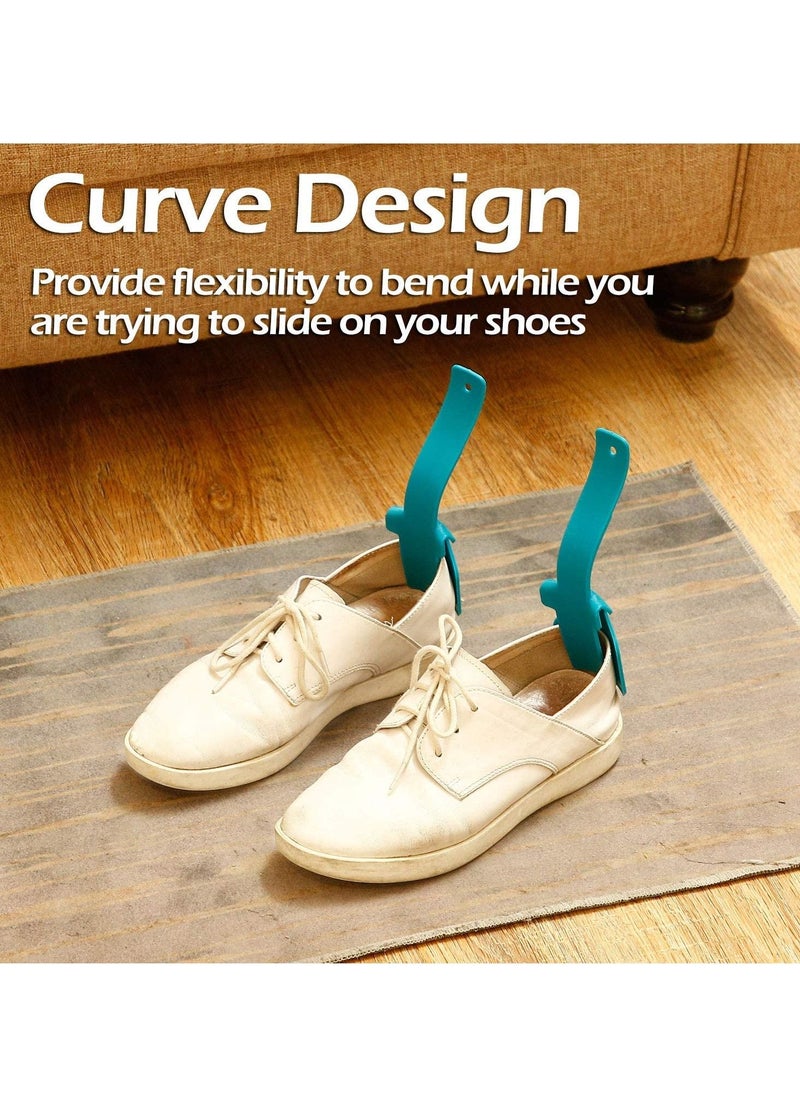 Y&D - 4 Pieces Lazy Shoe Helper Portable Sock Slider Travel Handled Horn Lifting Wearing Tool Easy on Off Plastic Shoehorn One Size Fits Most Shoes All Age - Image 1