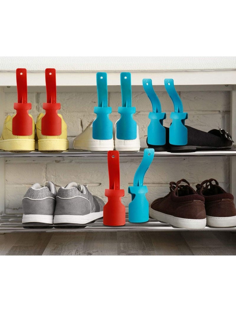 Y&D - 4 Pieces Lazy Shoe Helper Portable Sock Slider Travel Handled Horn Lifting Wearing Tool Easy on Off Plastic Shoehorn One Size Fits Most Shoes All Age - Image 1