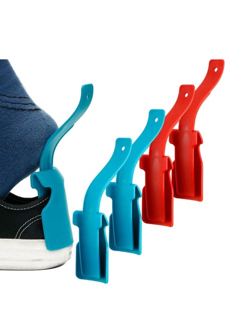 4 Pieces Lazy Shoe Helper Portable Sock Slider Travel Handled Horn Lifting Wearing Tool Easy on Off Plastic Shoehorn One Size Fits Most Shoes All Age